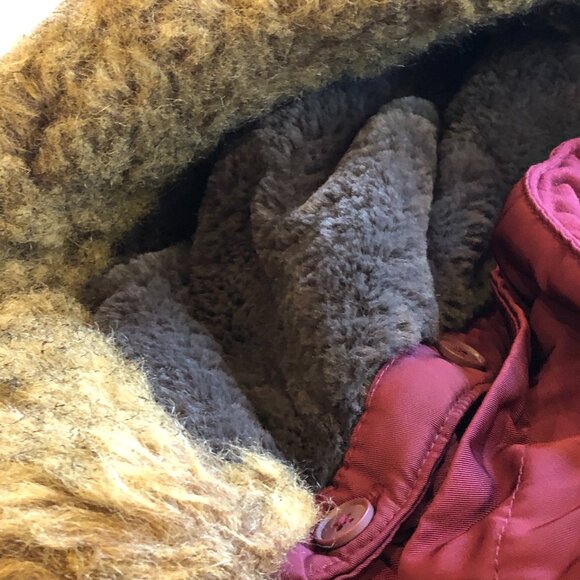 A New Day Mid-Length Hooded Puffer Quilted Maroon/Burgundy Jacket Coat - Picture 7 of 11